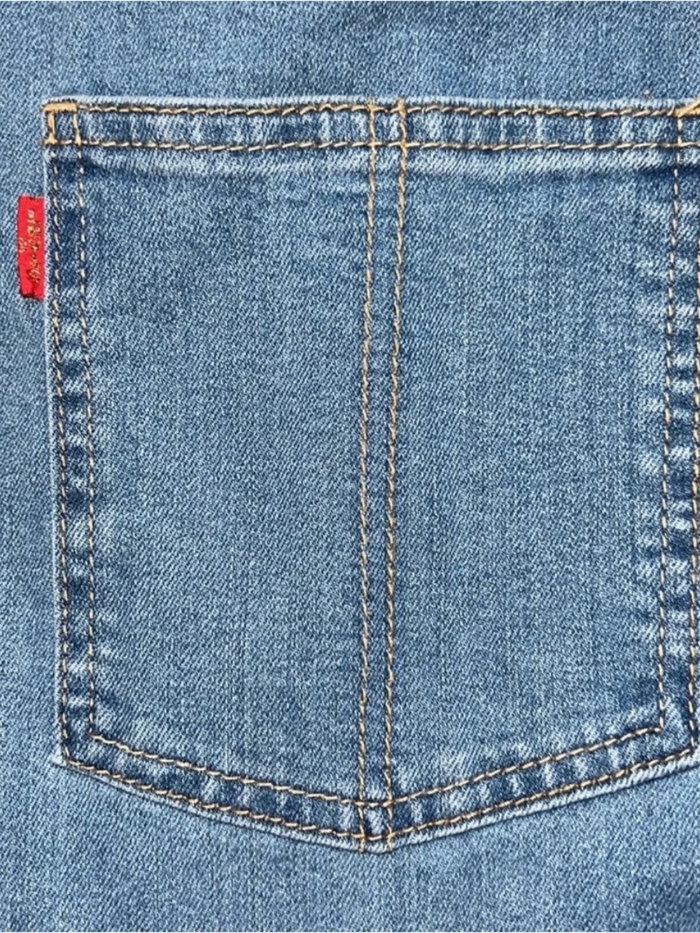 Levi’s Kids Denim Overalls Girls Size 12 Blue Stretch Bootcut Logo Strap - Picture 9 of 10